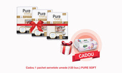 Pachet Promo: 3x PURE BABY Organic (1 NEWBORN) + CADOU Servetele Umede Pure Soft (120 buc.)