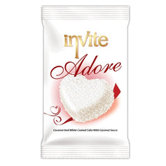 INVITE ADORE Prajitura cu glazura alba si fulgi cocos 60 gr