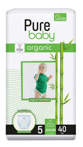 PURE BABY Organic Bamboo scutece Nr. 5 junior (11-20 kg), 40 buc