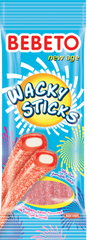 BEBETO Wacky Sticks Jeleuri gumate capsuni si vanilie 75 gr